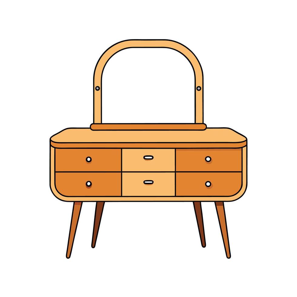 Retro Style Dressing Table with Mirror illustration vector