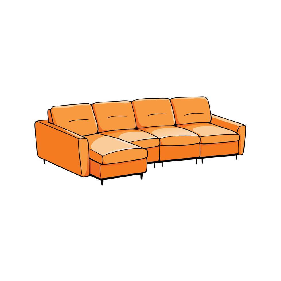 Vibrant Orange Sectional Sofa Modern Comfort and Style vector