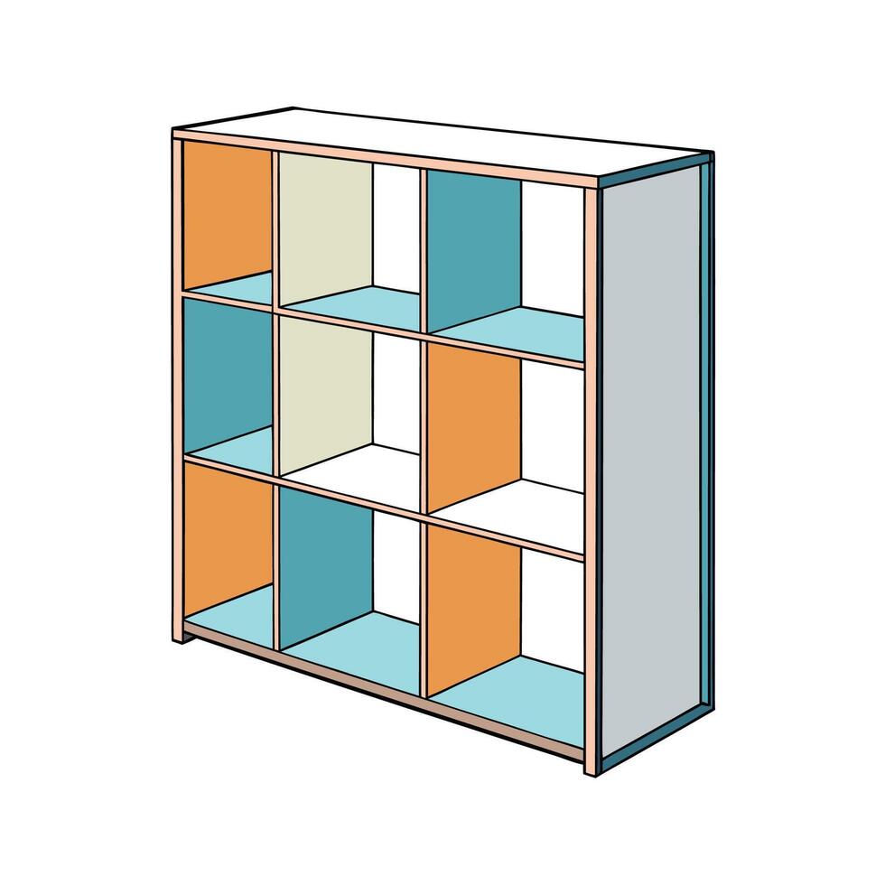 Colorful 9Cube Organizer Bookshelf with Modern Style Design vector