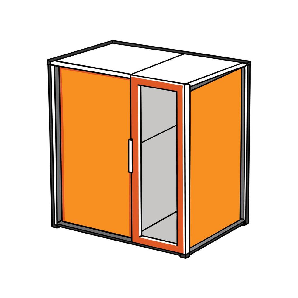 Orange and White Cartoon Storage Cabinet or Locker vector