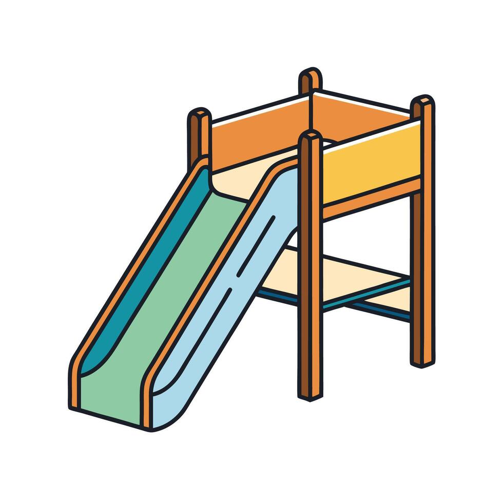 Colorful cartoon playground slide with ladder and platform vector
