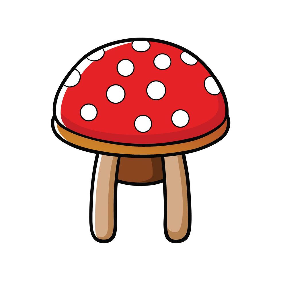 Amanita Mushroom Cartoon Illustration with White Polka Dots vector