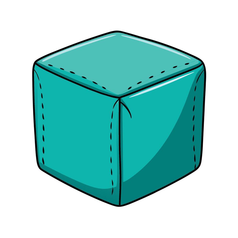 Teal Padded Cube Comfortable Furniture Illustration vector