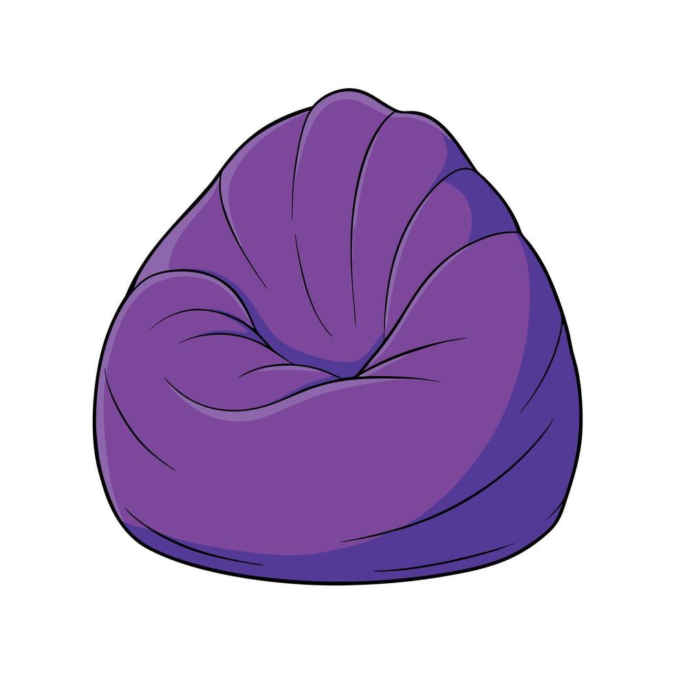 Purple Bean Bag Chair Cartoon Illustration for Relaxation vector