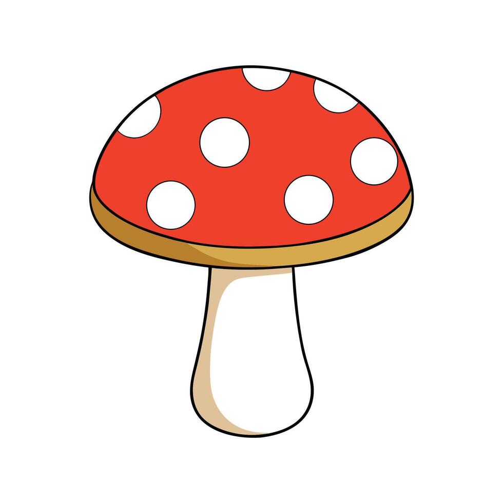 Cartoon red mushroom with white spots illustration image vector