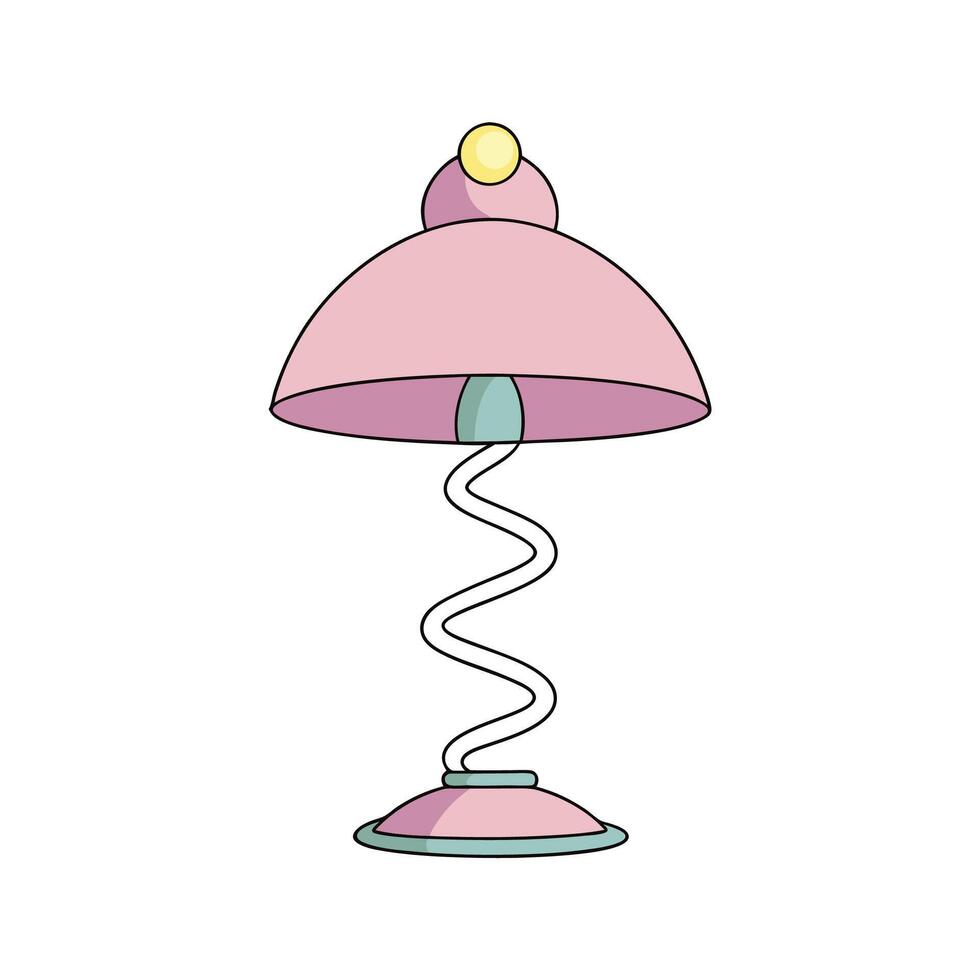 Cartoon Retro Pink Lamp with Spring Base Illustration vector