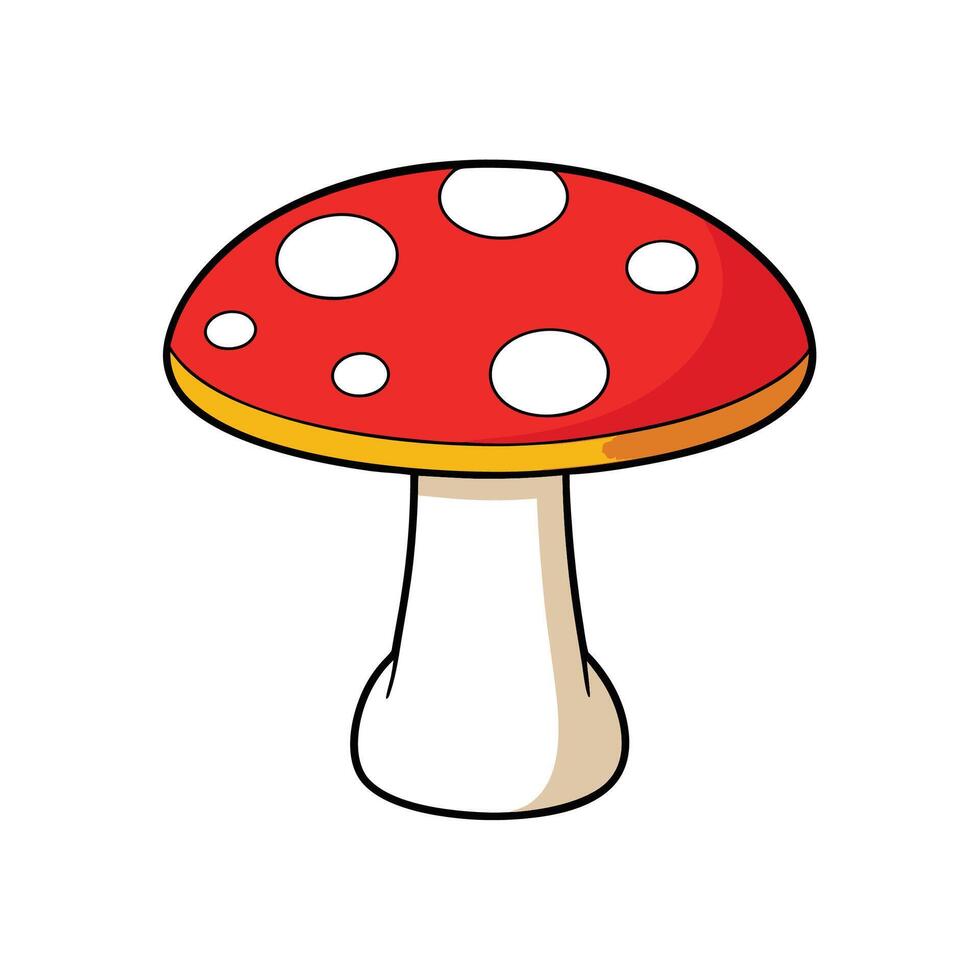 Red Cartoon Mushroom with White Spots Illustration vector
