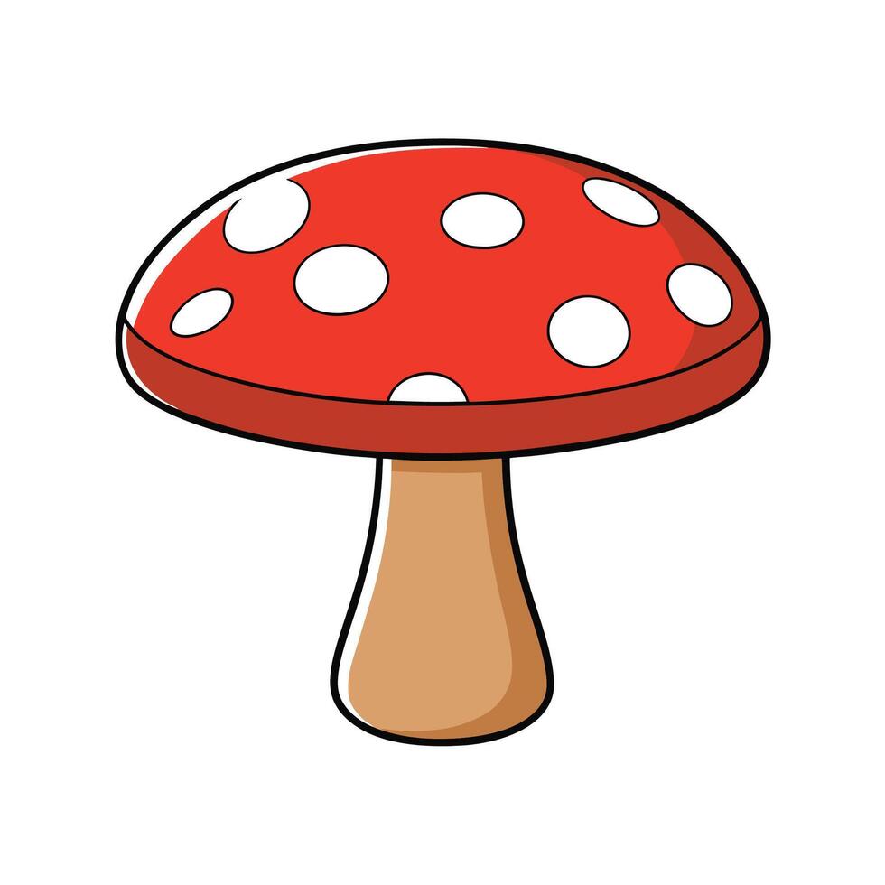 Cute red mushroom with white spots illustration vector