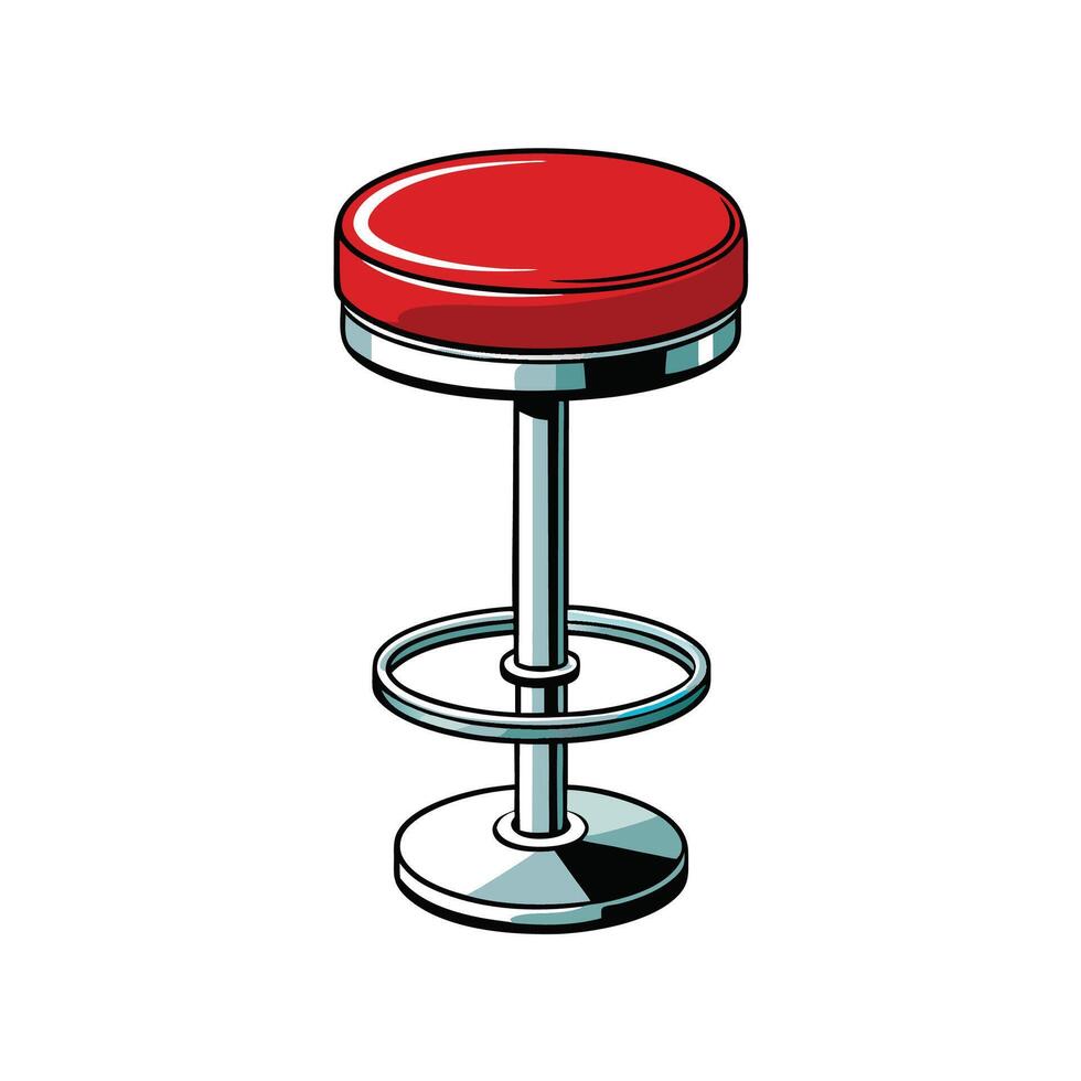Retro Red Bar Stool Illustration on White Background vector