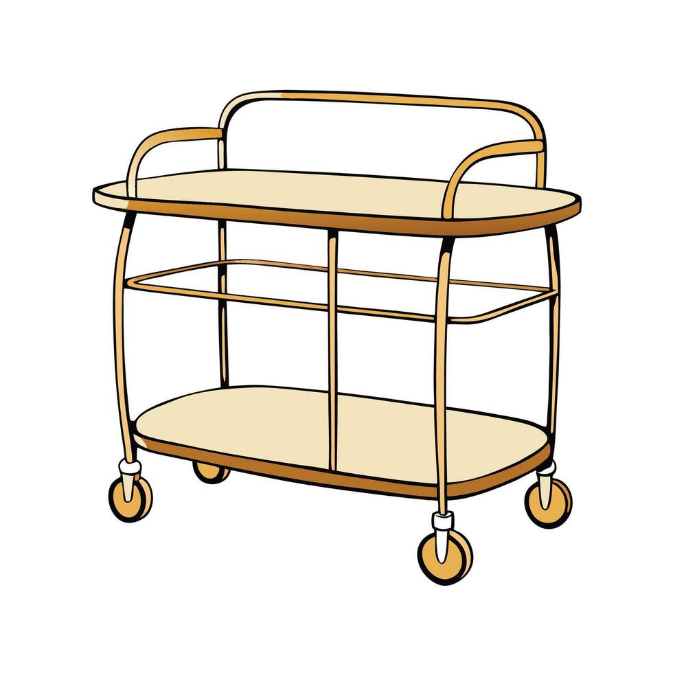Retro Style Rolling Cart Cartoon Illustration vector