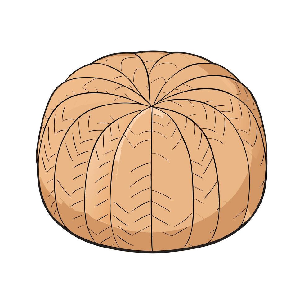 Brown round tufted ottoman or floor cushion illustration vector