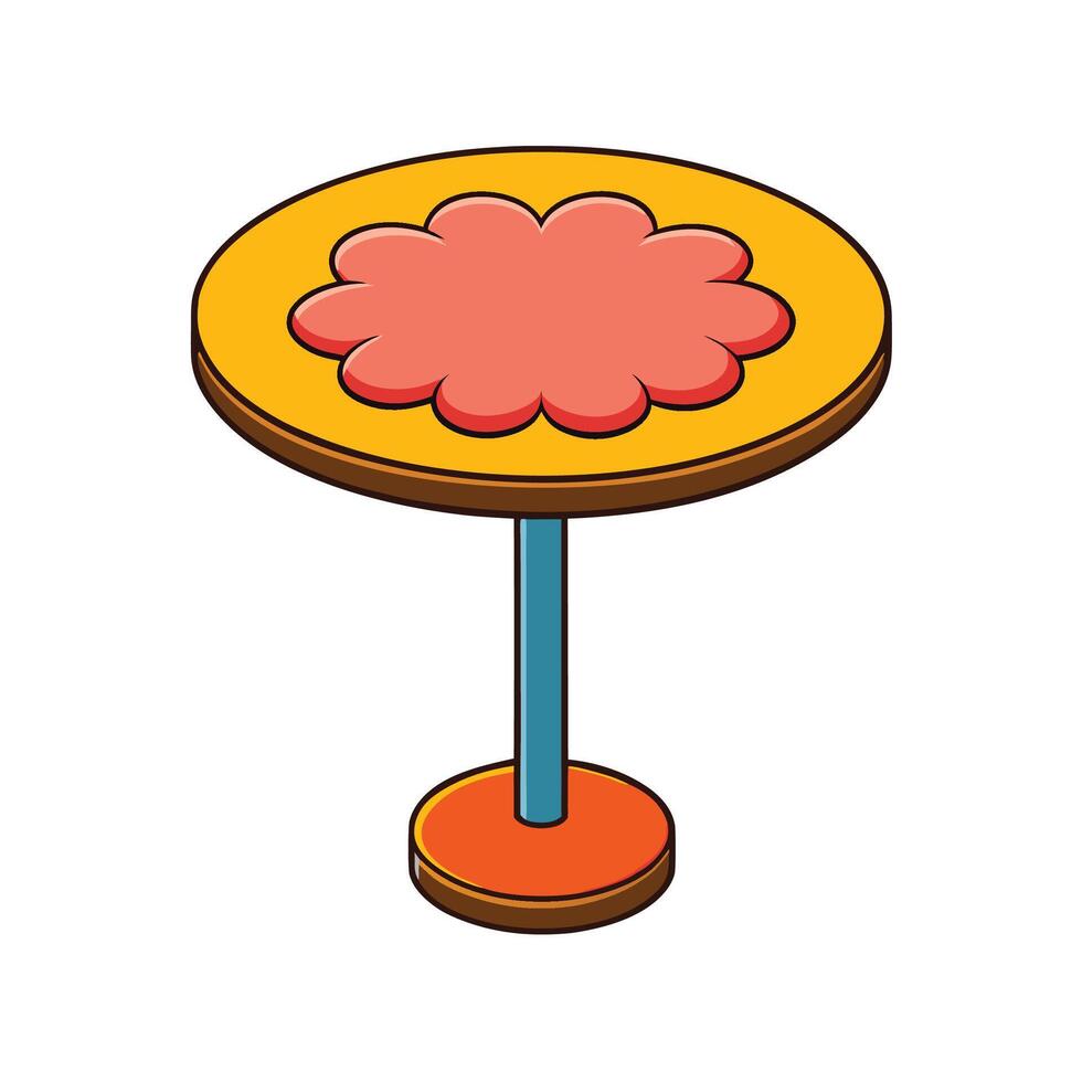 Cartoon Round Table with Flower Design Top vector