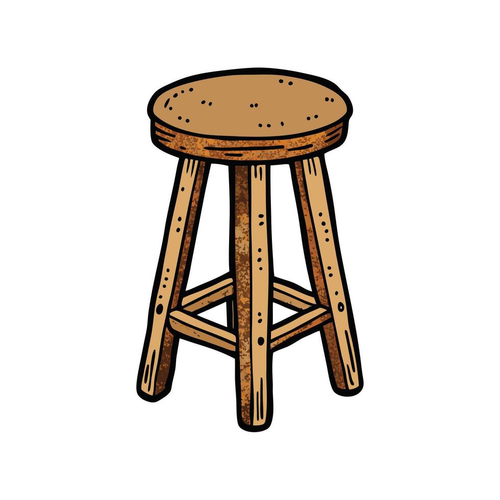 Cartoon Style Wooden Stool Illustration for Your Design vector