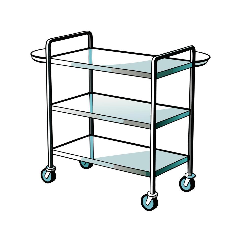 Rolling utility cart with three shelves illustration vector