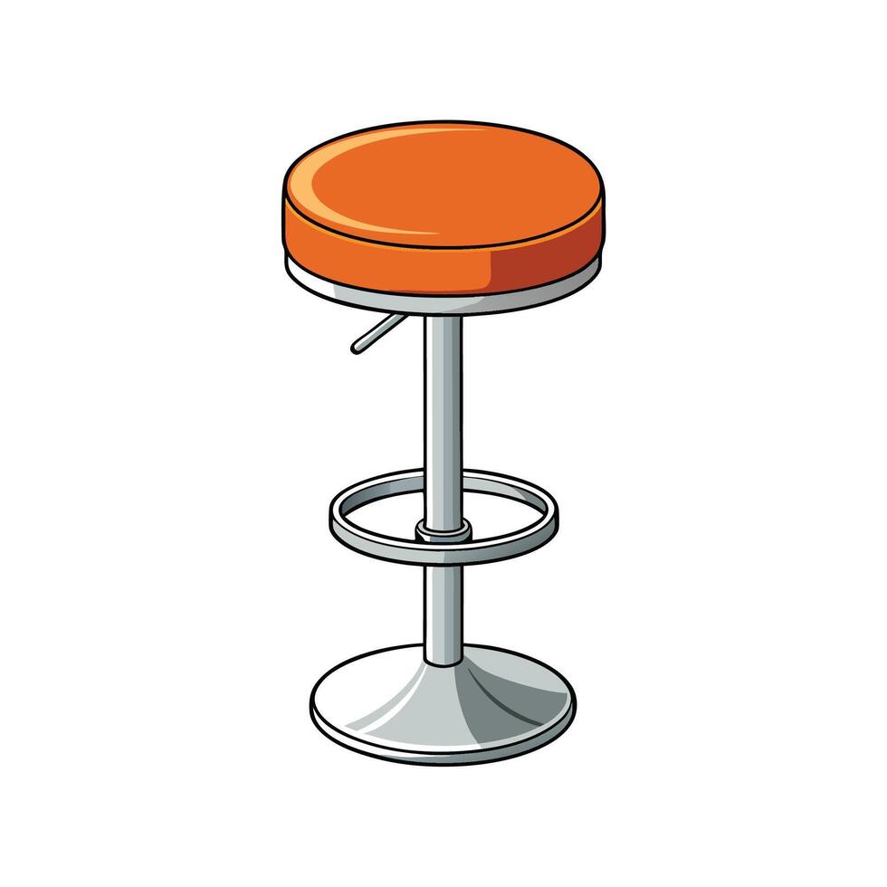 Modern Orange and Silver Bar Stool Illustration vector