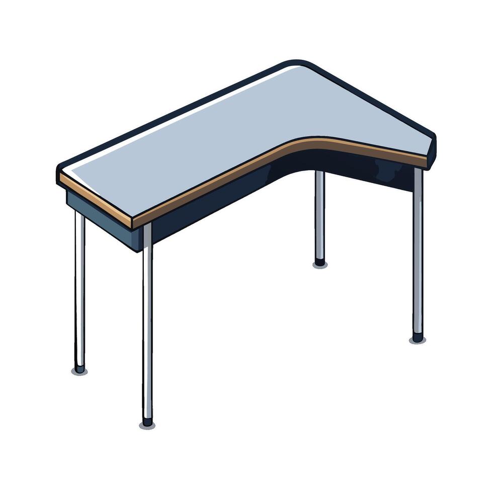 Isometric Light Blue Desk with Wooden Edges Illustration vector
