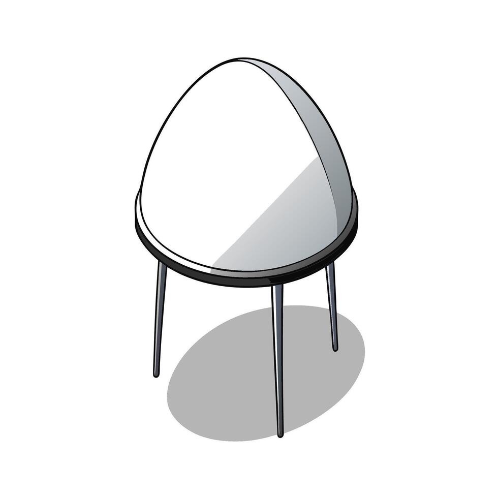 Stylized isometric white modern accent table illustration design vector