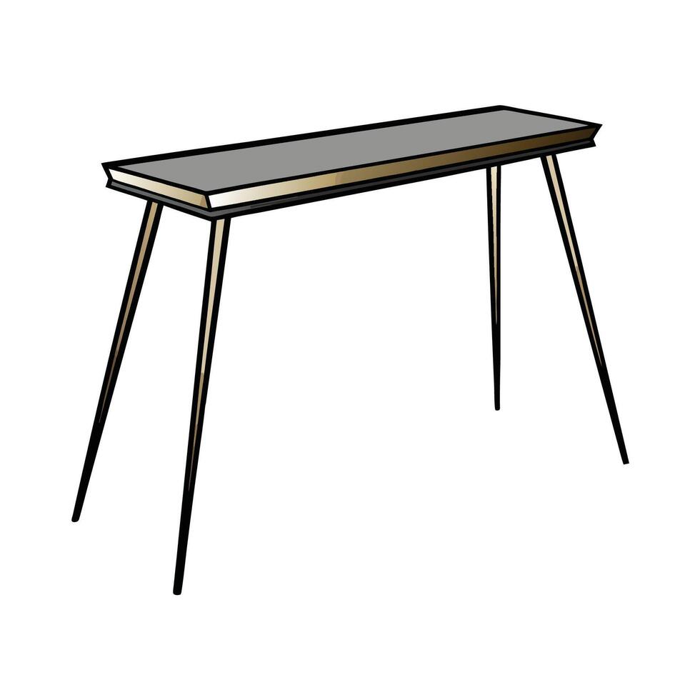 Minimalist Gray and Gold Accent Table with Thin Legs vector