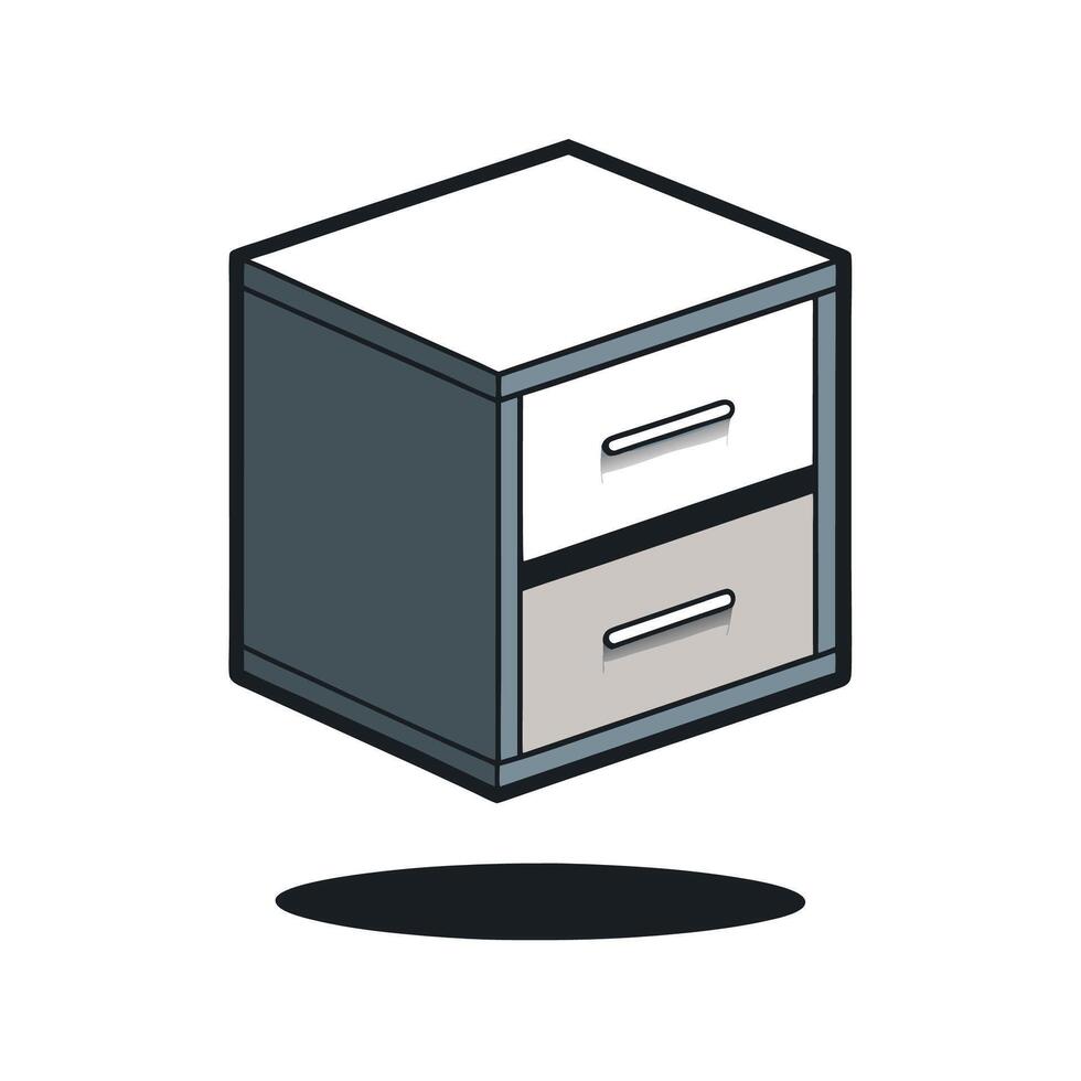 Isometric Bedside Table Icon with Two Drawers vector