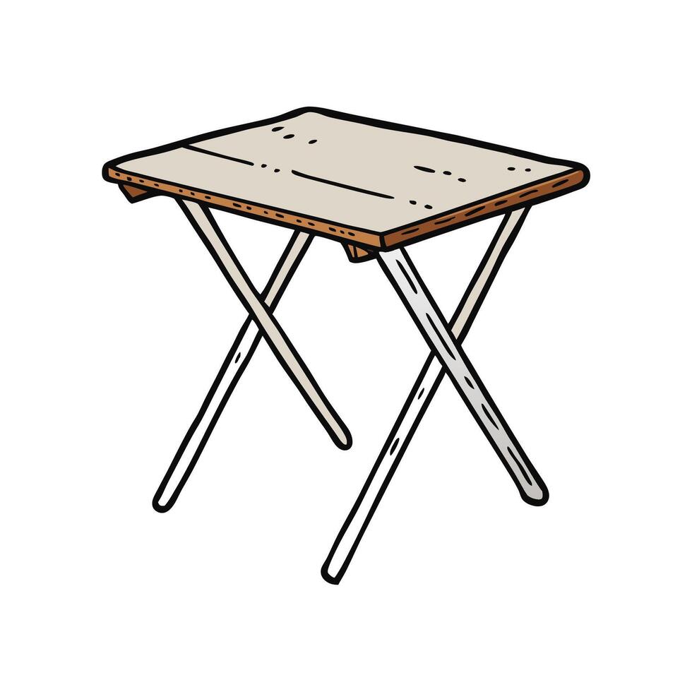 Cartoon folding table illustration on white background vector
