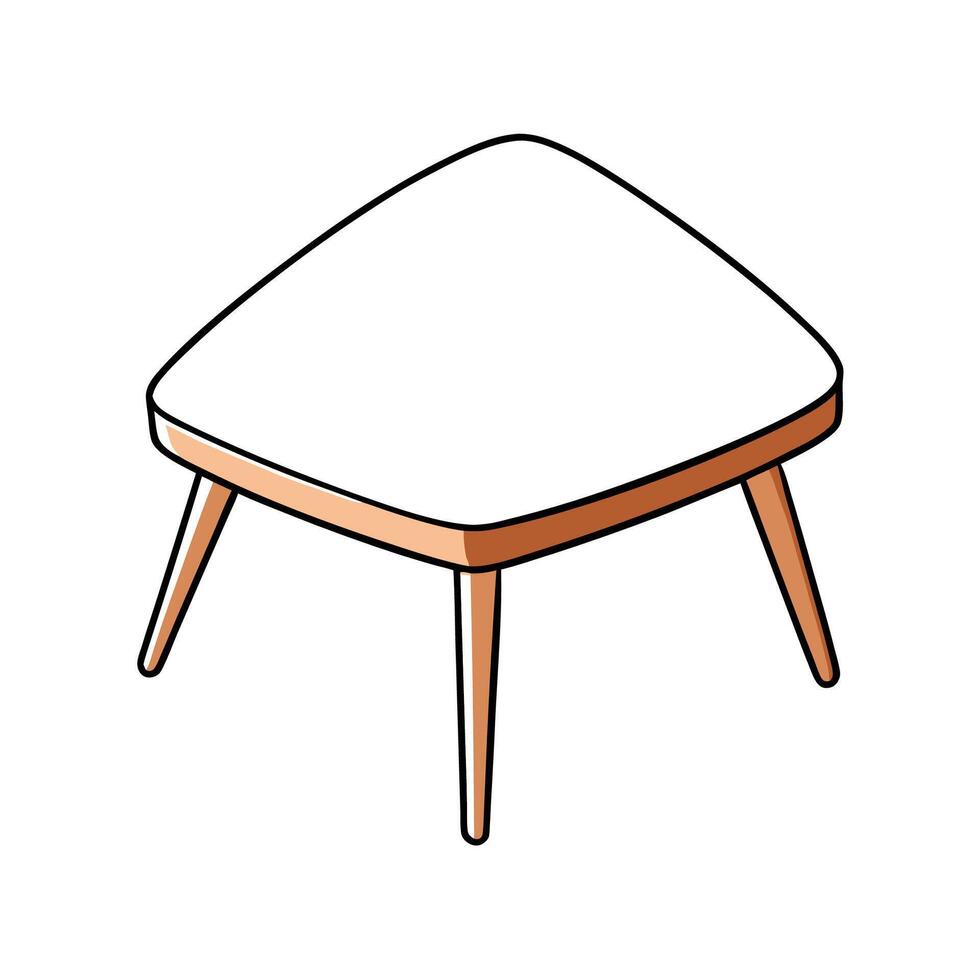 Retro Coffee Table with White Top and Wood Legs vector
