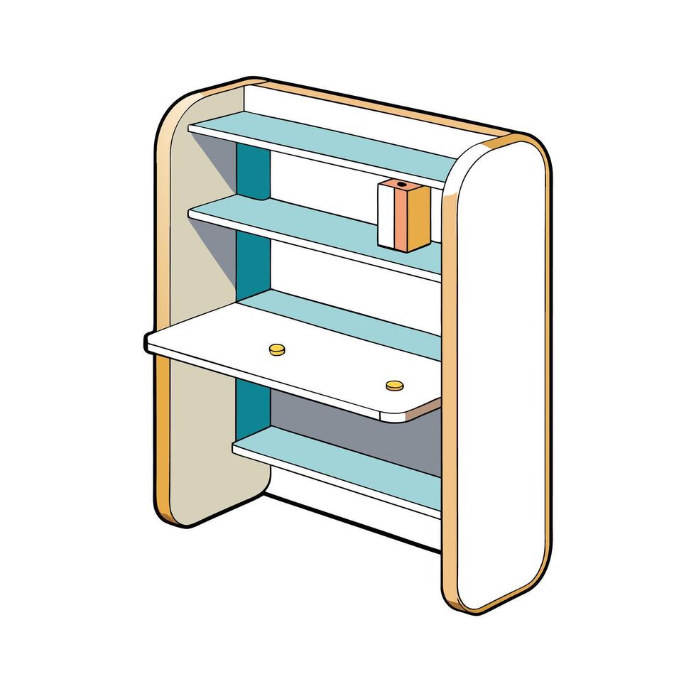 Illustration of modern shelving unit with desk feature vector