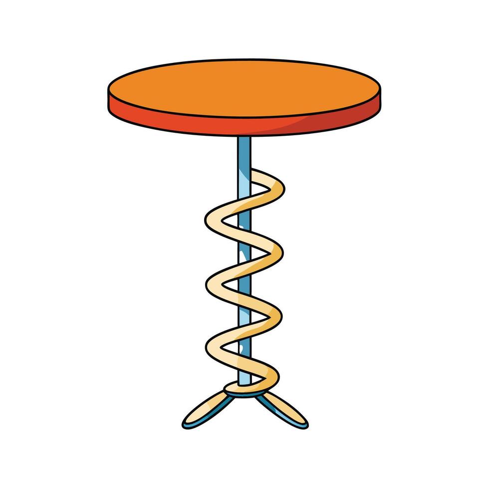Retro cartoon table illustration with spiral leg design vector