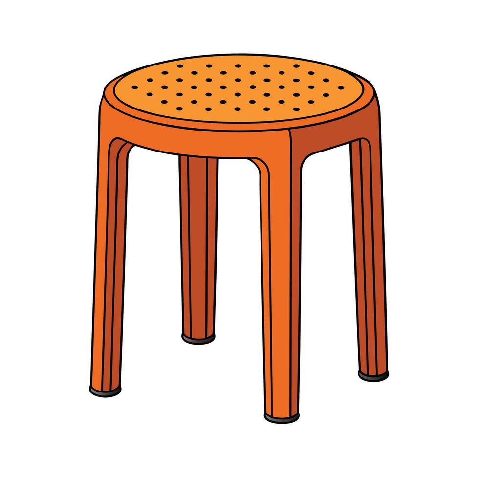 Orange plastic stool with holes on the top vector