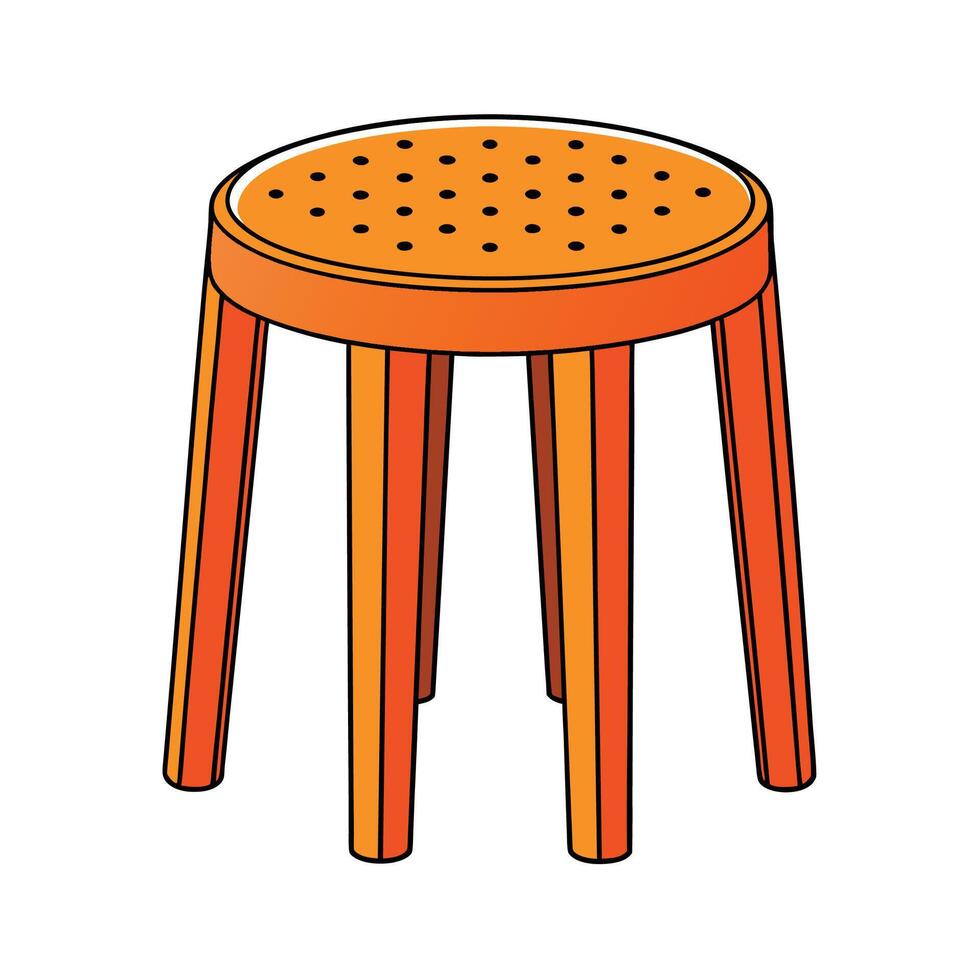 Orange stool illustration with a perforated round seat vector