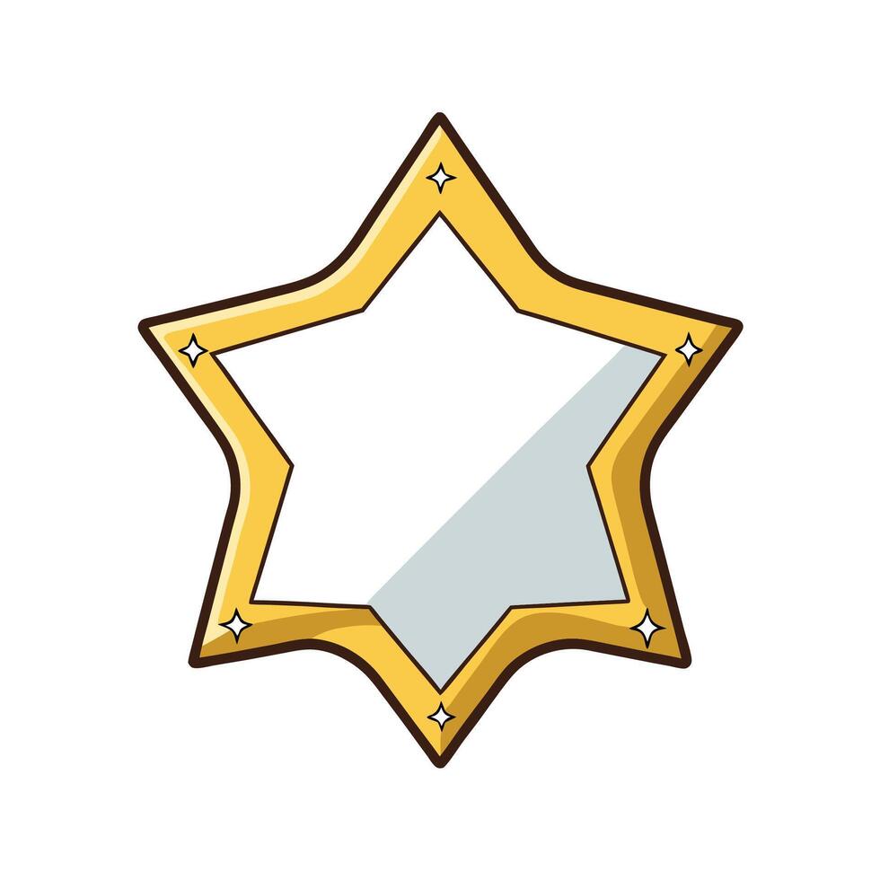 Gold Star Cartoon Frame with Sparkles and Shadow vector