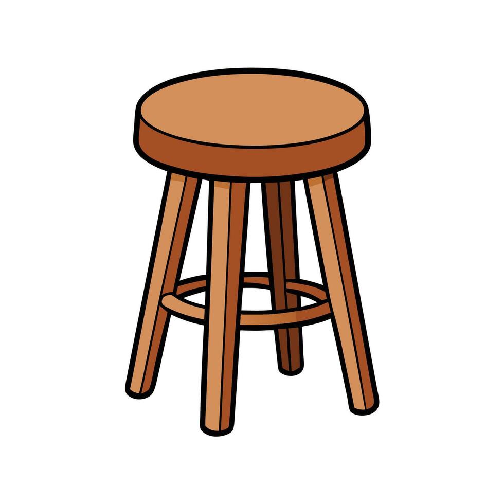 Cartoon brown wooden stool isolated on a white background vector