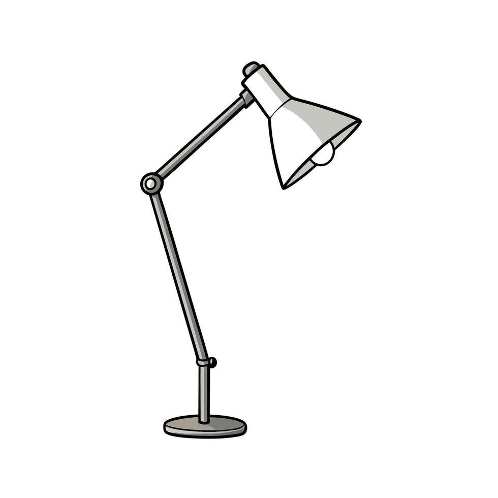 Cartoon Illustration of a Silver Adjustable Desk Lamp vector