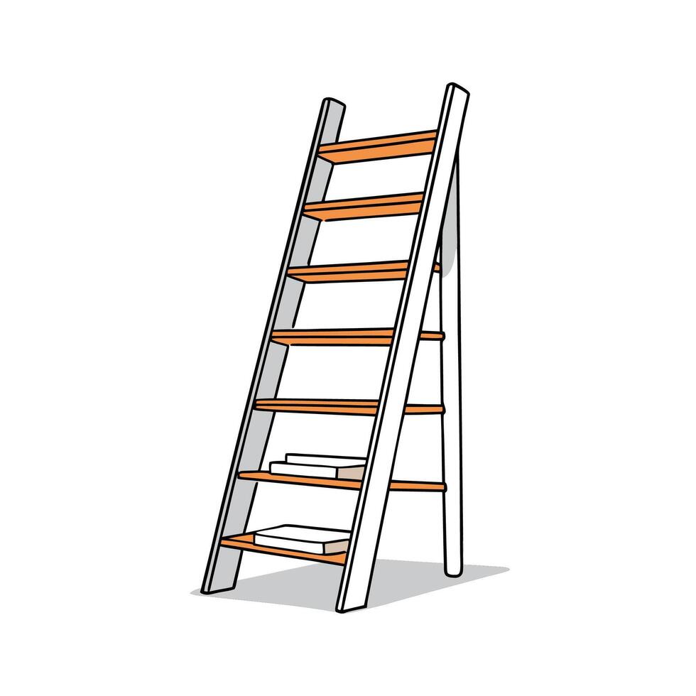 Illustration of wooden ladder with books on shelves vector