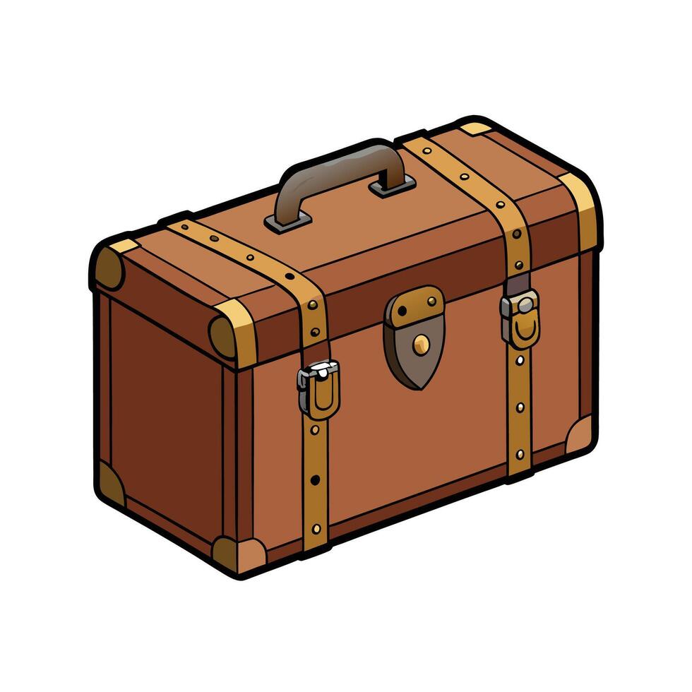 Vintage Brown Suitcase Illustration, Travel Luggage Concept vector