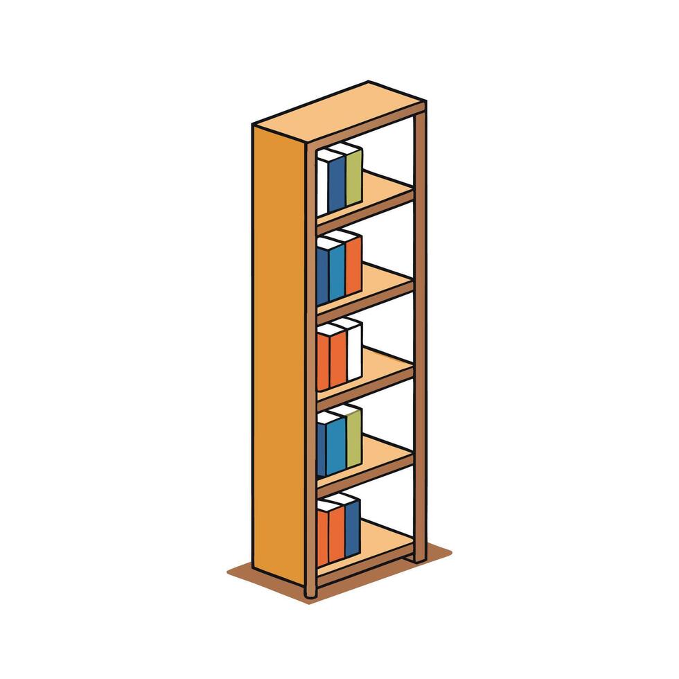 Simple Cartoon Bookshelf With Books Illustration vector