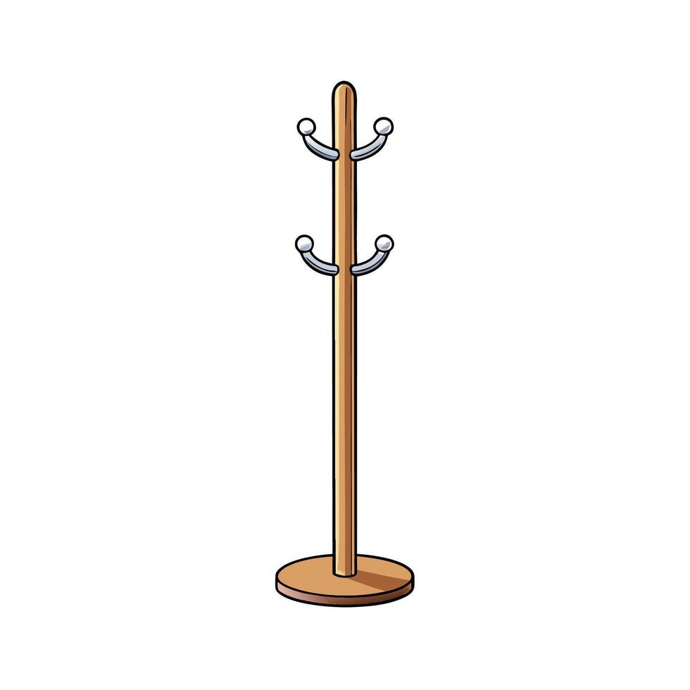 Cartoon Coat Rack, Wooden Hall Tree, Clothes Hanger vector