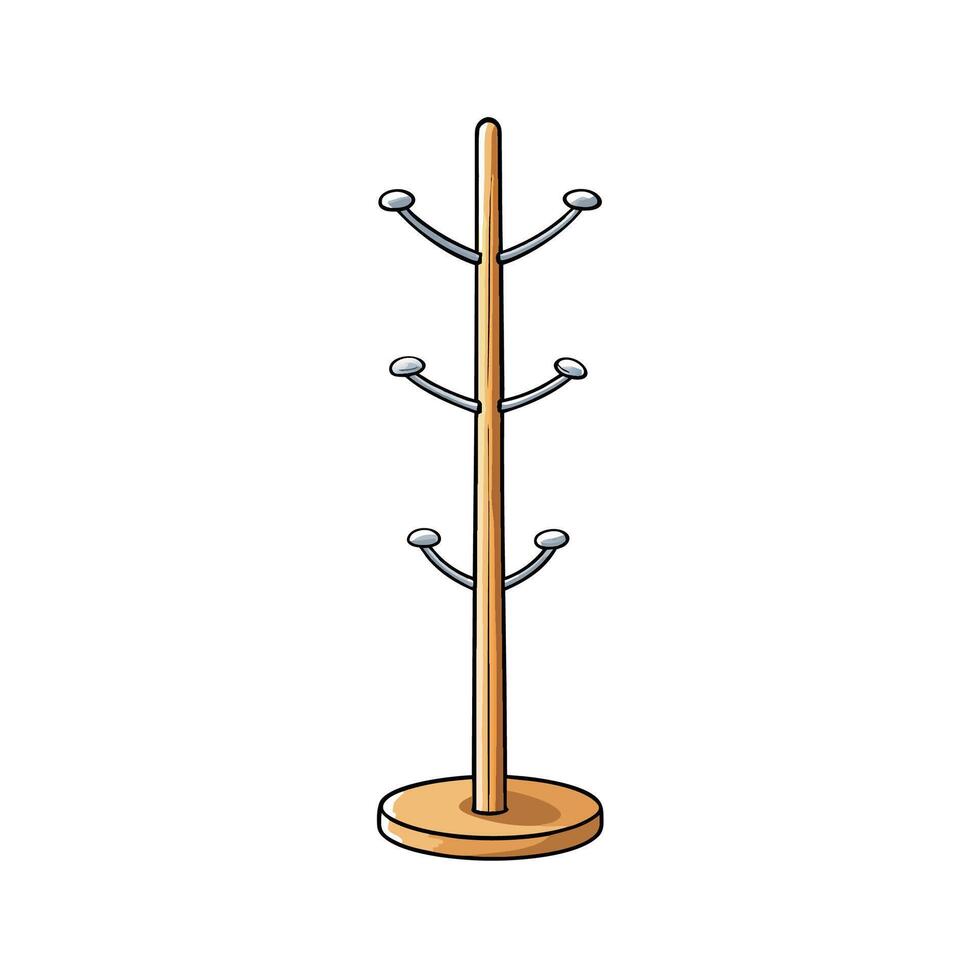 Cartoon wooden coat rack with a round base vector