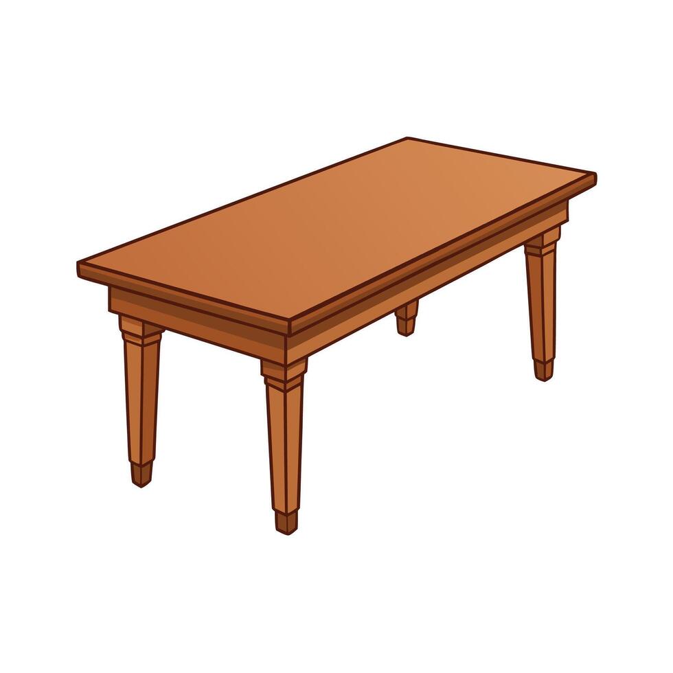 Wooden rectangular table with four legs illustration isolated vector