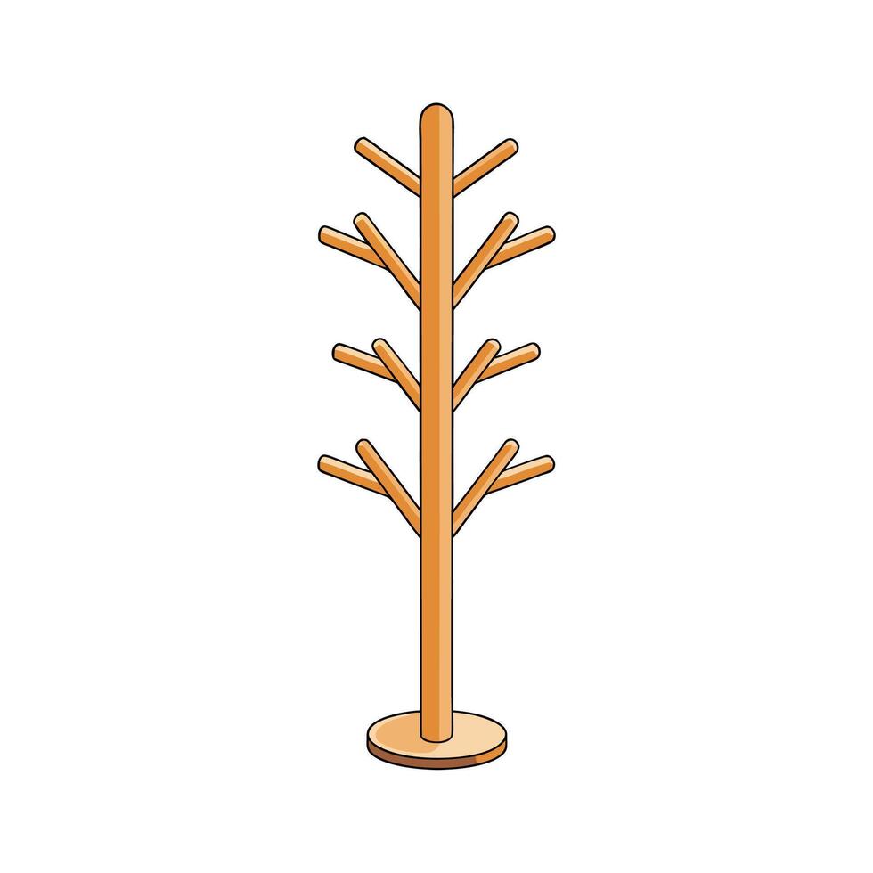 Wooden Coat Rack Stand, Cartoon style Home Decor vector