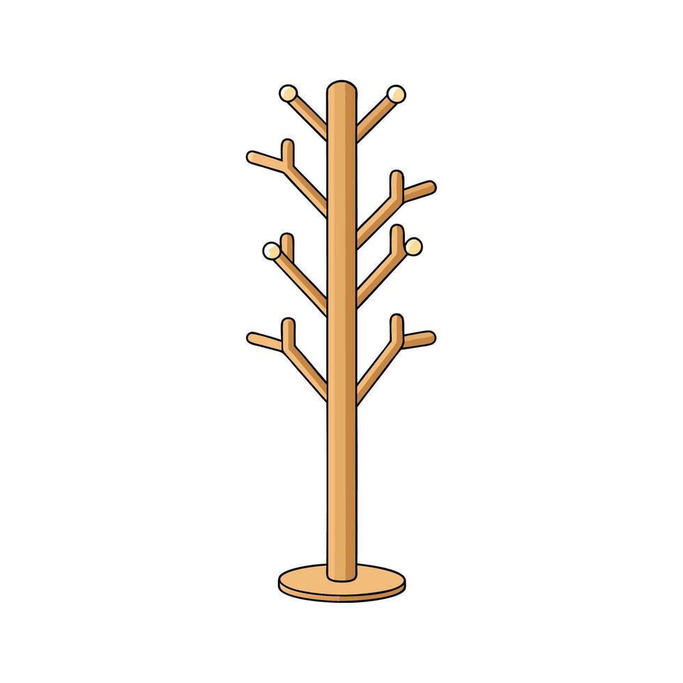 Cartoon Style Wooden Coat Rack Stand Illustration vector