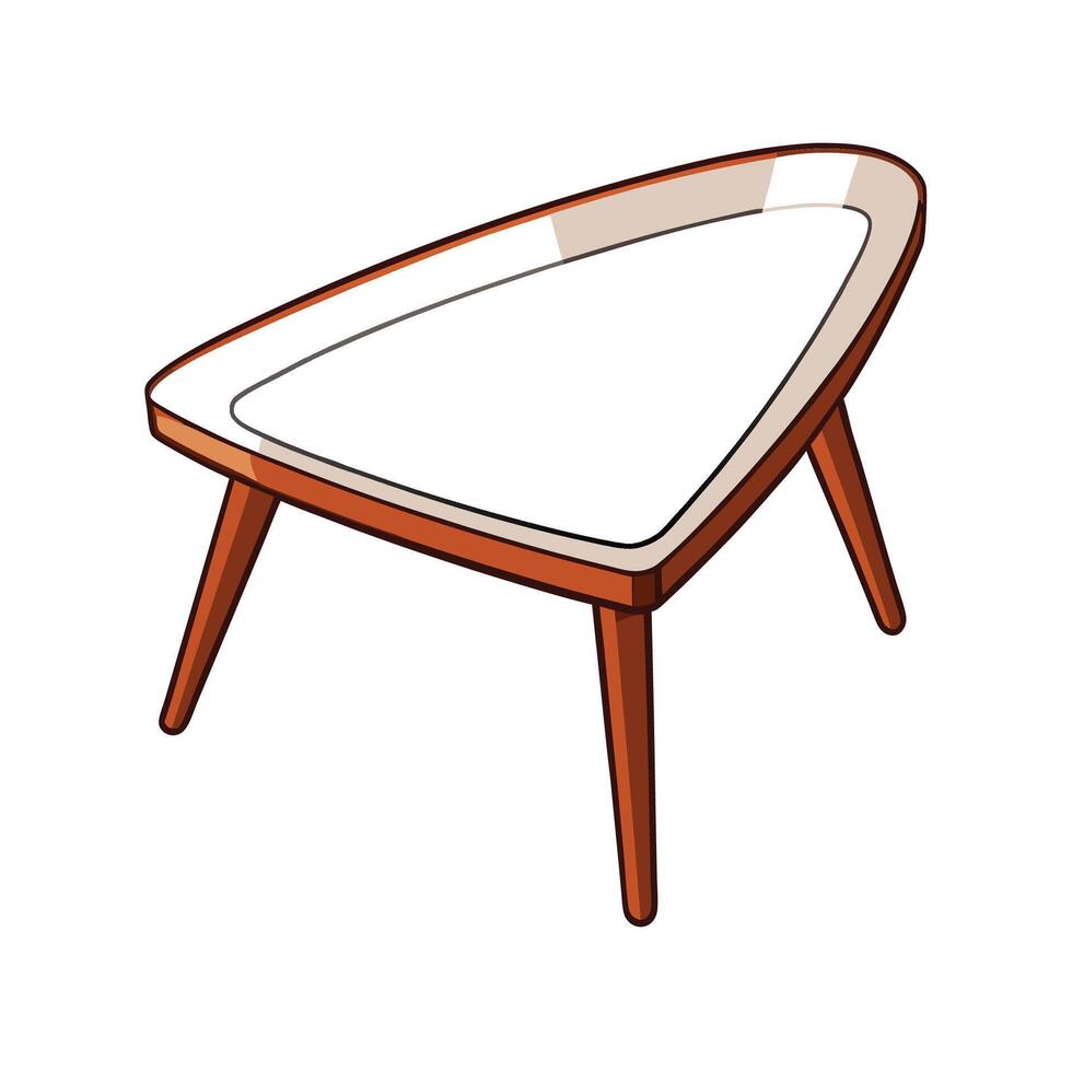 Cartoon midcentury modern coffee table with white surface vector