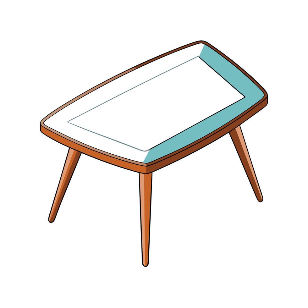 Cartoon Style Rectangular MidCentury Modern Coffee Table vector