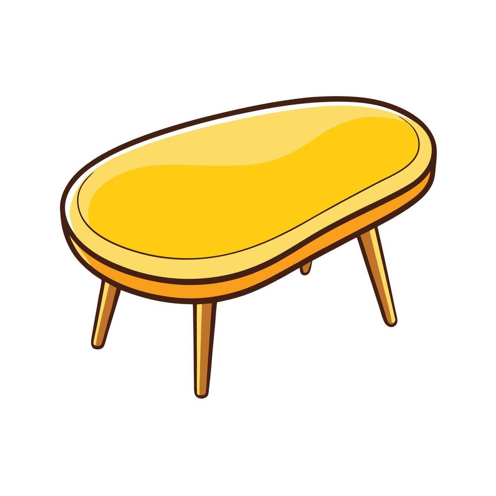 Retro yellow coffee table cartoon illustration art vector