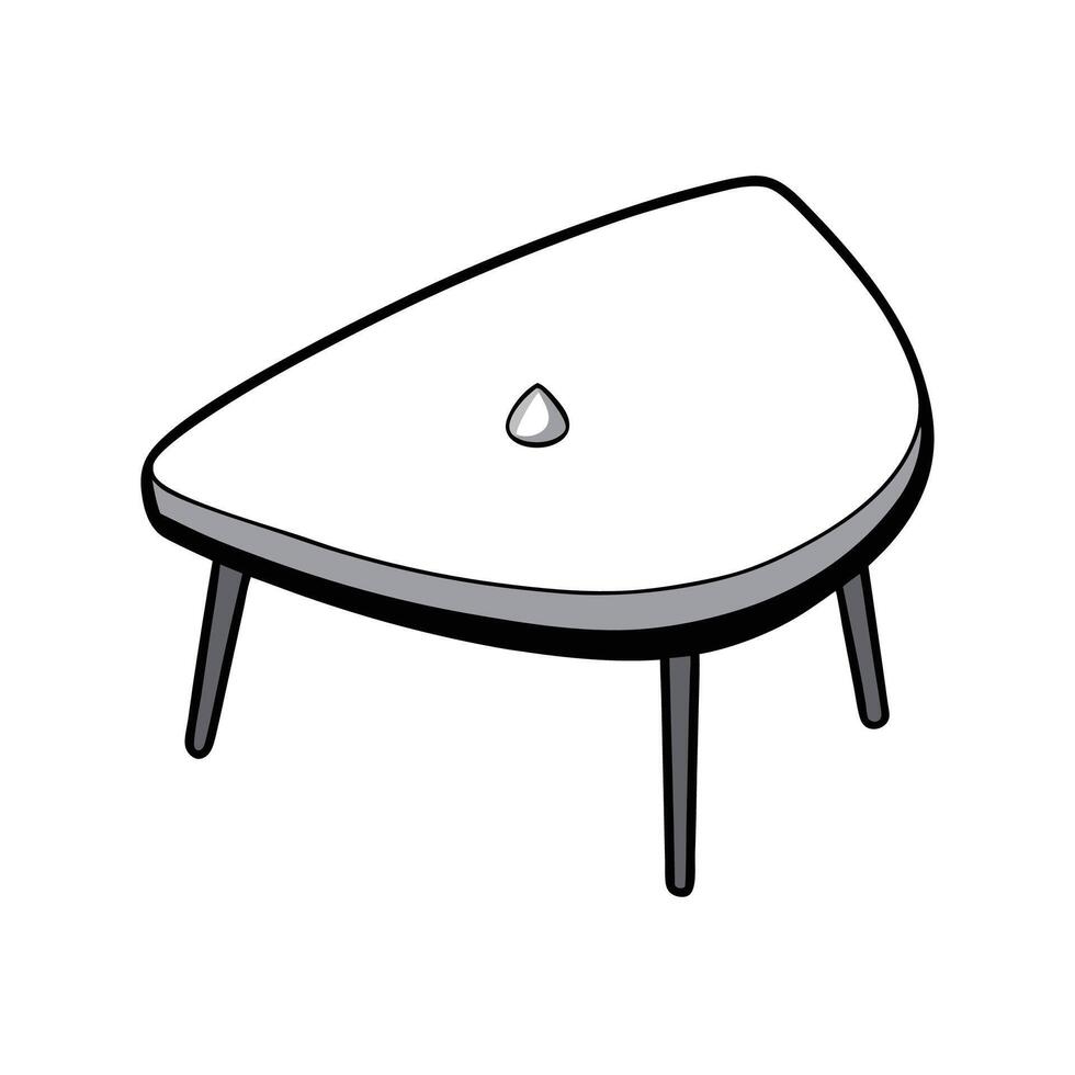 Cartoon White and Gray Triangle Coffee Table Isolated vector