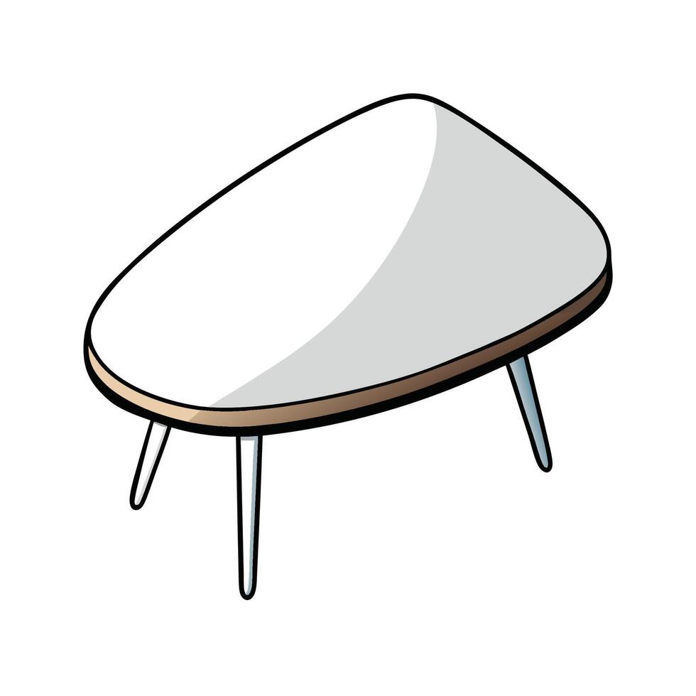 Modern Coffee Table Illustration, Cartoon Style, White Top vector