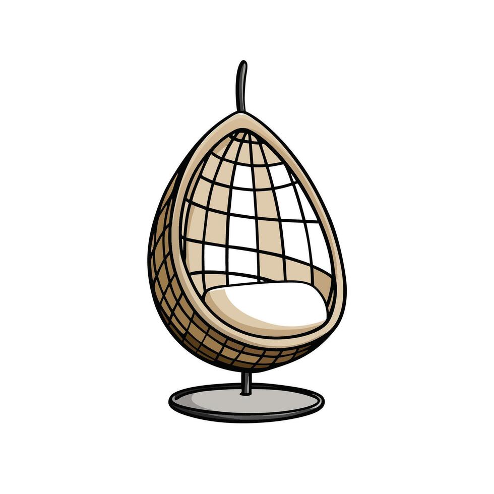 Cartoon Egg Chair Illustration Rattan and Wicker vector