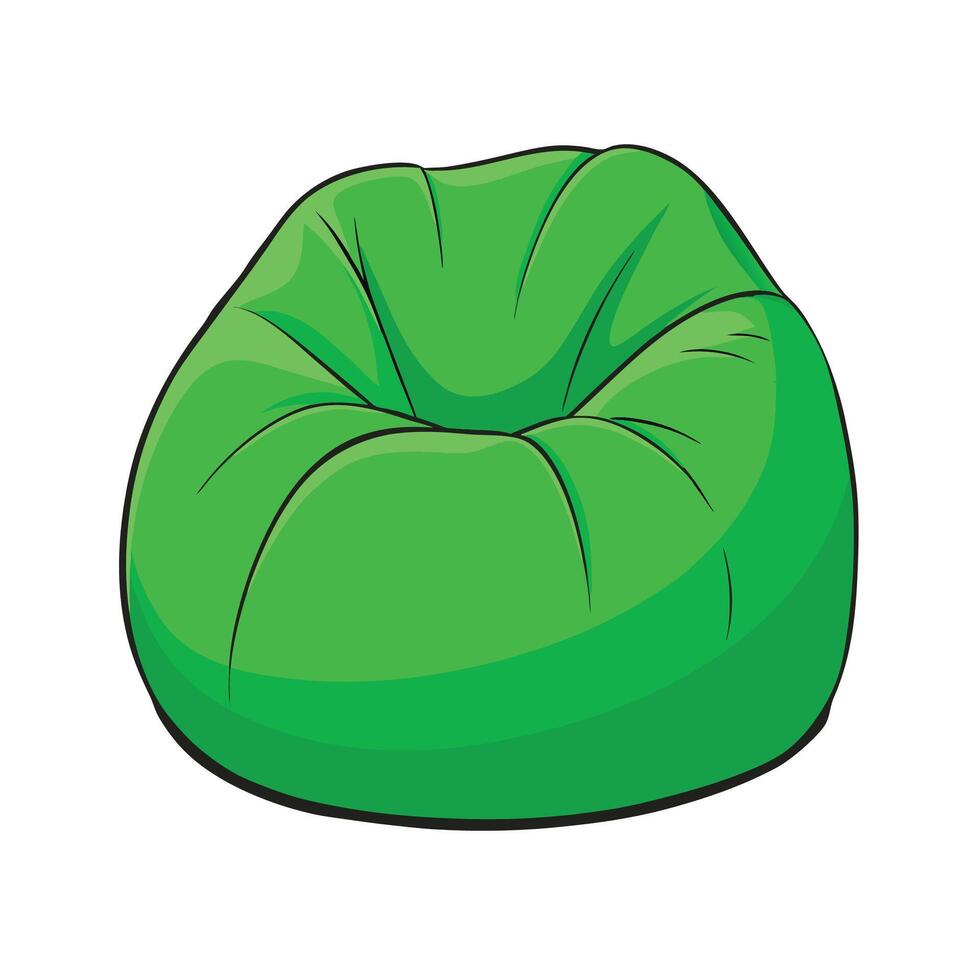 Green bean bag chair illustration, comfy and cozy vector