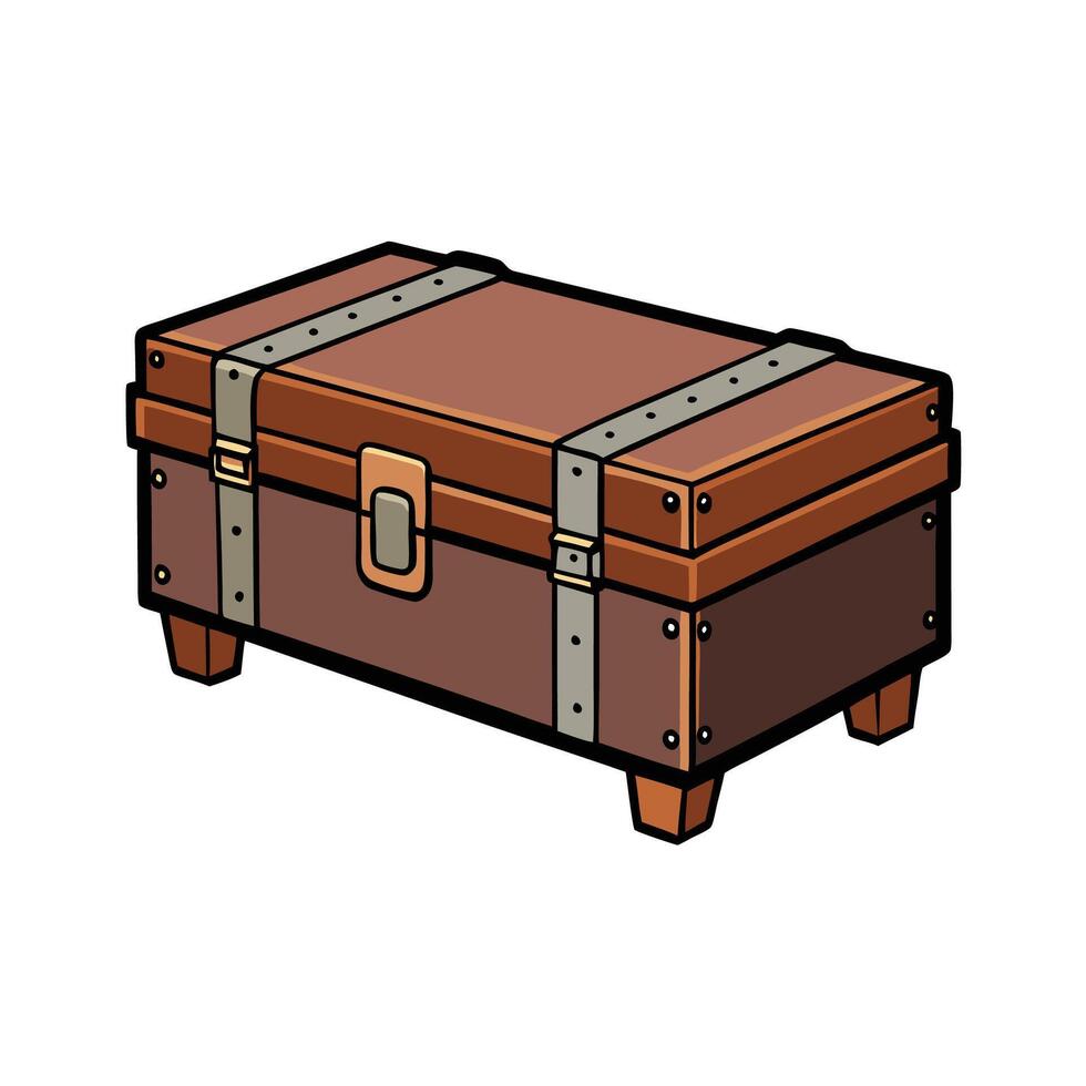 Illustration of a Wooden Chest or Trunk vector