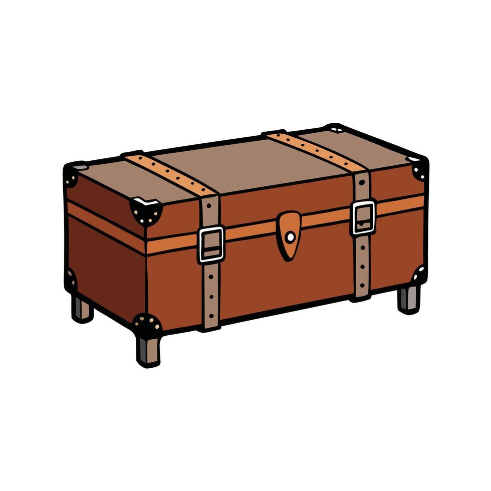 Antique Chest Trunk Storage Box Cartoon Illustration Graphic vector
