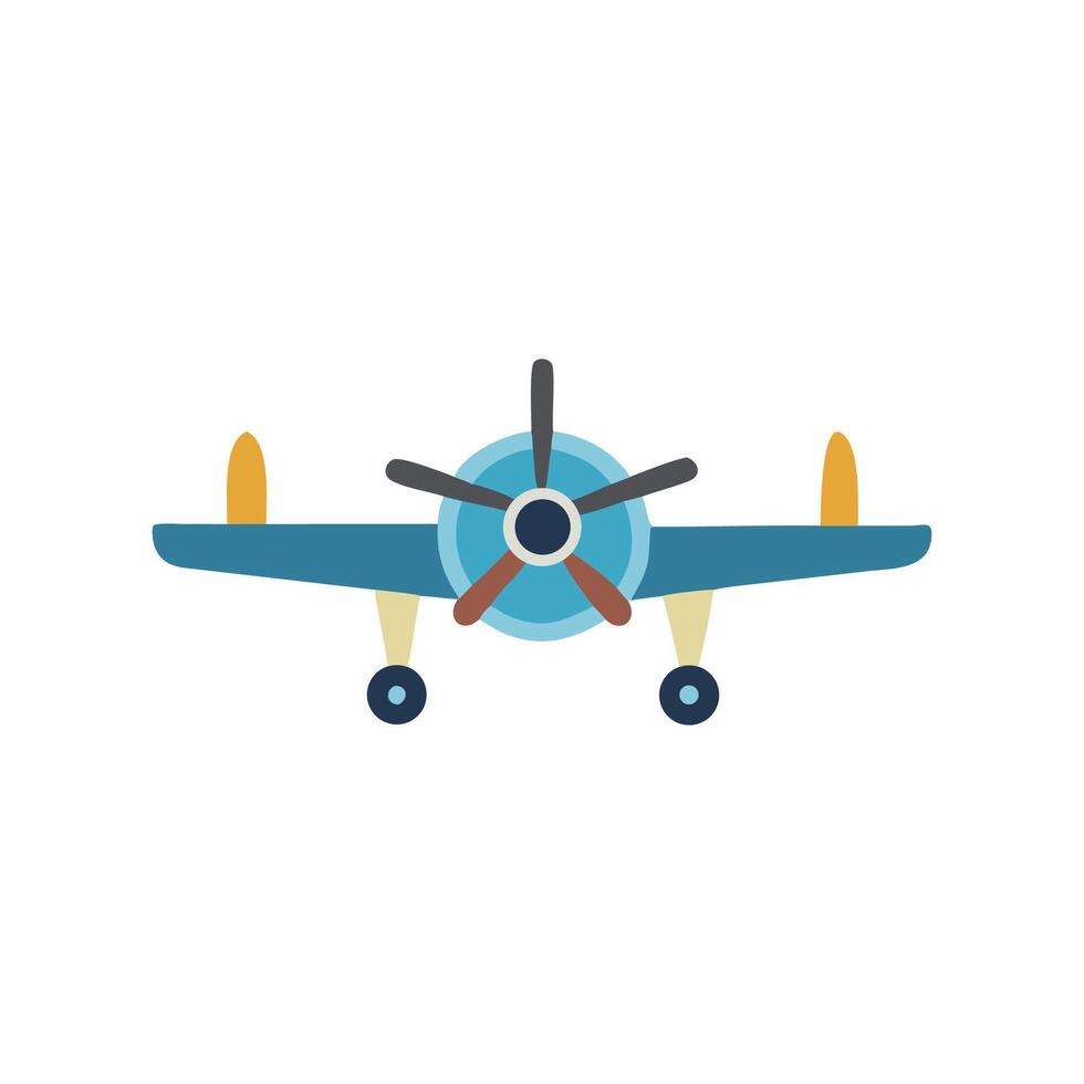 Retro airplane illustration with propeller on black background vector